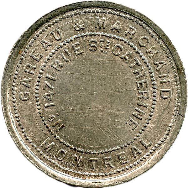 Gareau & Marchand Token with Incomplete Design on Obverse and Reverse.
