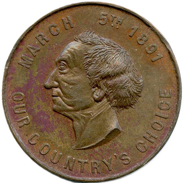 Lr. 1572g, McColl 3, Copper. Our Country's Choice 1891, In Memoriam.