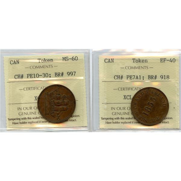 Lot of Two ICCS Graded Prince Edward Island Tokens