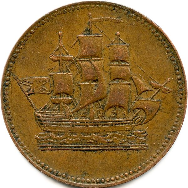 Lot of Ten Ships Colonies and Commerce Tokens.