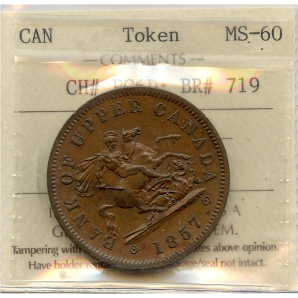 TOKENS OF UPPER CANADA, 1857 Penny