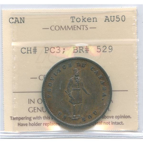 Quebec Bank Half Penny Un Sou Token, BR 529