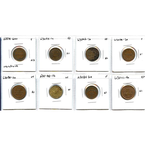 Lot of Eight Civil War Tokens.