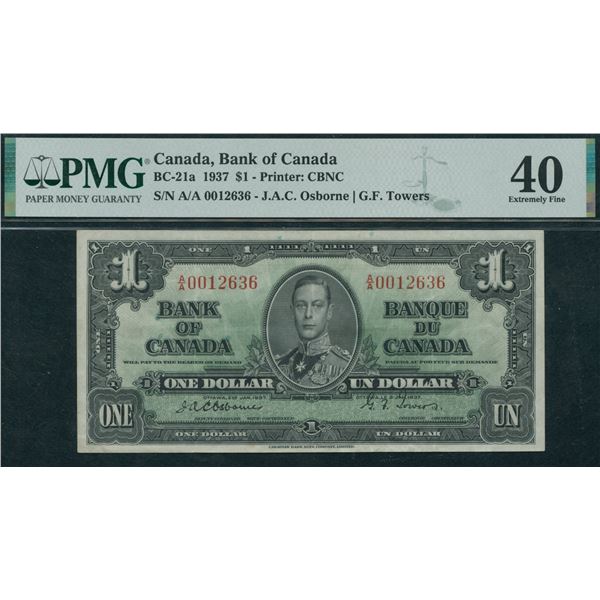 Bank of Canada $1, 1937 - Osborne
