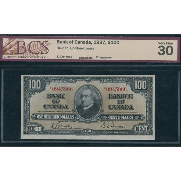 Bank of Canada $100, 1937