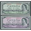 Image 1 : Bank of Canada $1 & $10 Devil's Face Banknotes