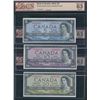 Image 1 : Bank of Canada $5, 1954 - BCS Graded Lot of 3