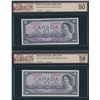 Image 1 : Bank of Canada $10, 1954 - BCS Graded Lot of 2