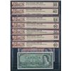 Image 1 : Bank of Canada $1 - $100, 1954 - Set of 7 Notes