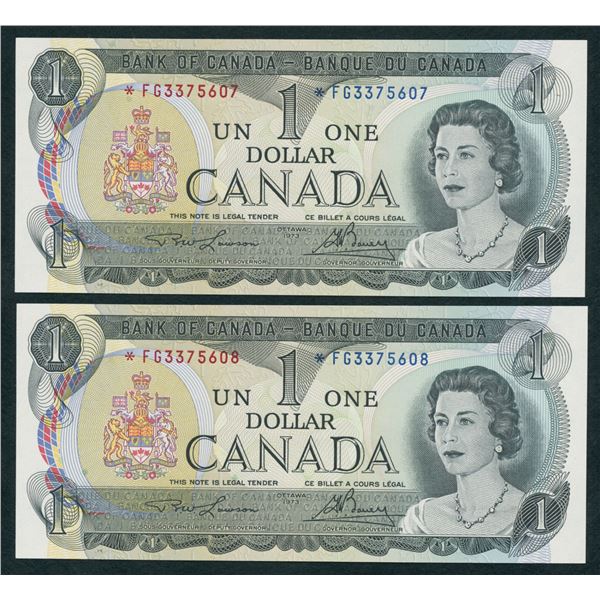 Bank of Canada $1, 1973 - Lot of 2 Consecutive Replacement Notes