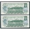 Image 2 : Bank of Canada $1, 1973 - Lot of 2 Consecutive Replacement Notes
