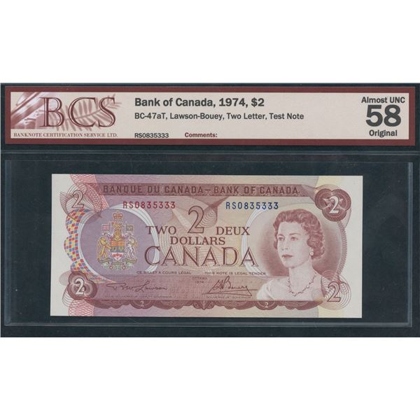 Bank of Canada $2, 1974 - RS Test Note
