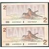 Image 1 : Bank of Canada $2, 1986 - Lot of 2 Changeover's