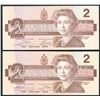 Image 2 : Bank of Canada $2, 1986 - Lot of 2 Changeover's