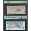 Image 2 : Bank of Canada $2 & $5, 1986 - PMG Graded Lot of 2