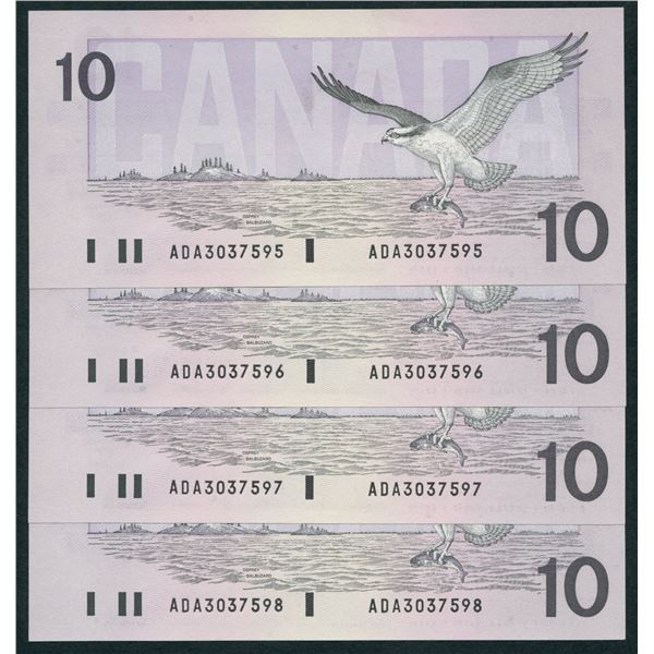 Bank of Canada $10, 1989 - Lot of 4 Consecutives