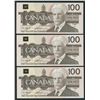 Image 2 : Bank of Canada $100, 1988 - Lot of 3 Consecutive Notes