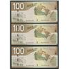 Image 1 : Bank of Canada $100, 2005 - Lot of 3 Consecutive Notes