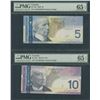 Image 1 : Bank of Canada $5 & $10, 2004/06 - PMG Graded Lot of 2