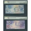 Image 2 : Bank of Canada $5 & $10, 2004/06 - PMG Graded Lot of 2