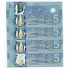 Image 1 : Bank of Canada $5, 2013 - 4 Consecutives with a Radar