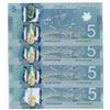 Image 1 : Bank of Canada $5, 2013 - 4 Consecutives with a Radar