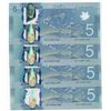 Image 1 : Bank of Canada $5, 2013 - 4 Consecutives with a Radar