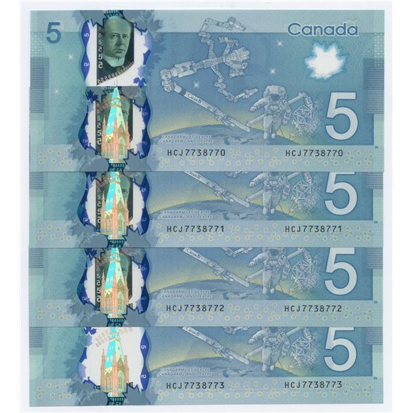 Bank of Canada $5, 2013 - 4 Consecutives with a Repeater