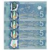 Image 1 : Bank of Canada $5, 2013 - 4 Consecutives with a Repeater