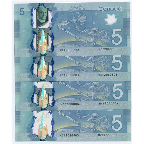 Bank of Canada $5, 2013 - 4 Consecutives with a Repeater