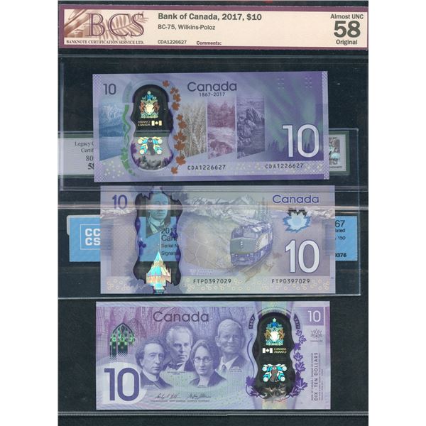 Bank of Canada $10, 2013 & 2017