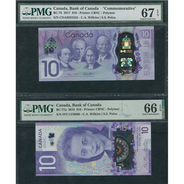 Bank of Canada $10, 2017 & 2018