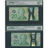 Image 1 : Bank of Canada $20, 2012 & 2015 - PMG Graded Lot of 2
