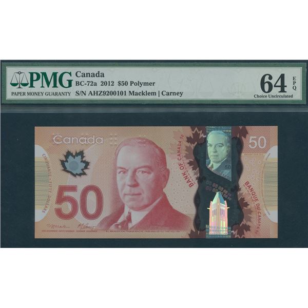 Bank of Canada $50, 2012