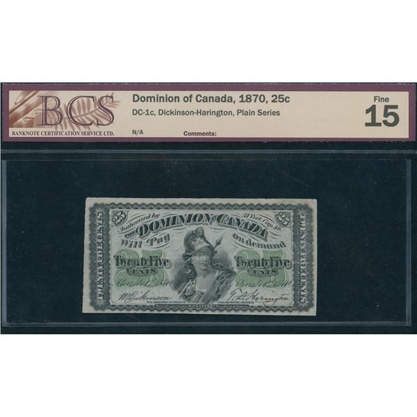 Dominion of Canada Twenty-Five Cents, 1870