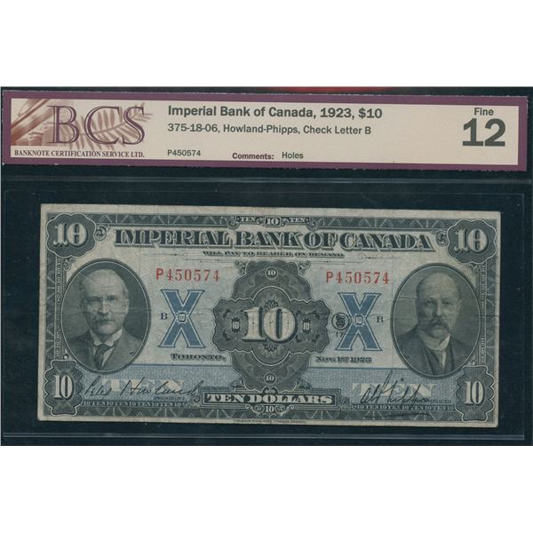 Imperial Bank of Canada $10, 1923