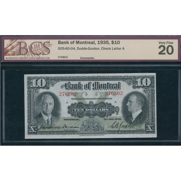 Bank of Montreal $10, 1935