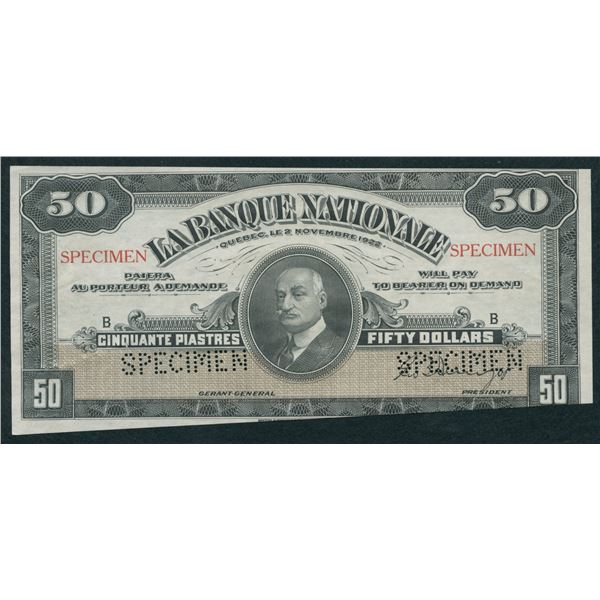 La Banque Nationale $50, 1922