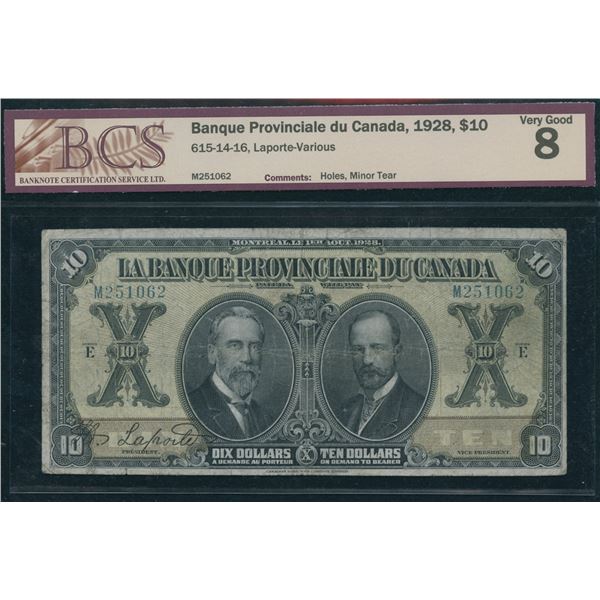 Banque Provinciale du Canada $10, 1928