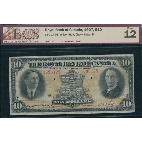 Royal Bank of Canada $10, 1927