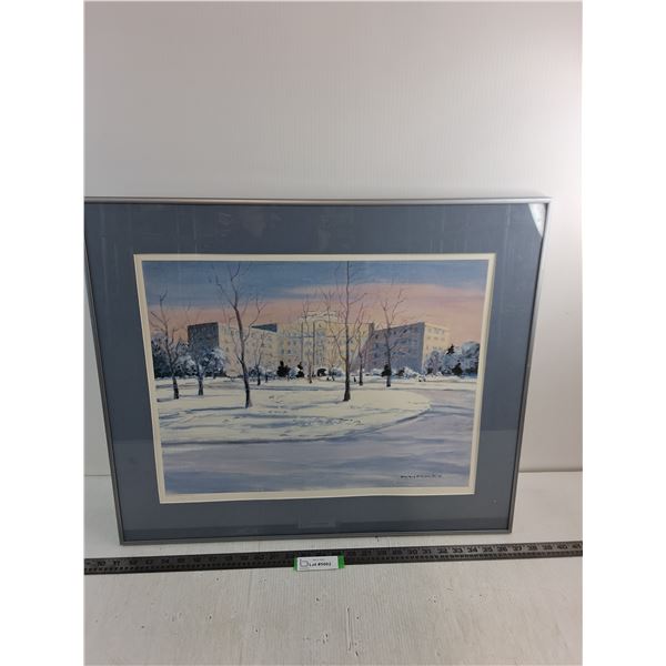 Framed Painting of Saskatoon University Hospital by H.Herold 1987 - 26" x 22" - Pickup Preferred