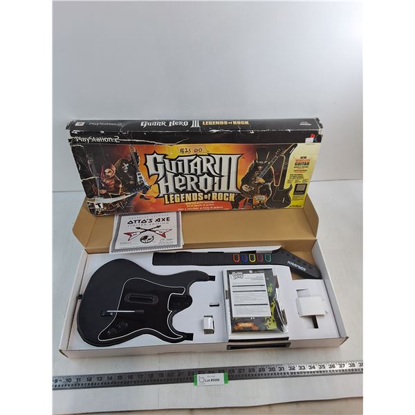 PS2 Guitar Hero III "Legends of Rock" Game & Guitar Controller - Appears Incomplete, Untested, As is