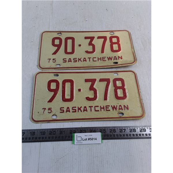 Pair of 1975 Saskatchewan License Plates