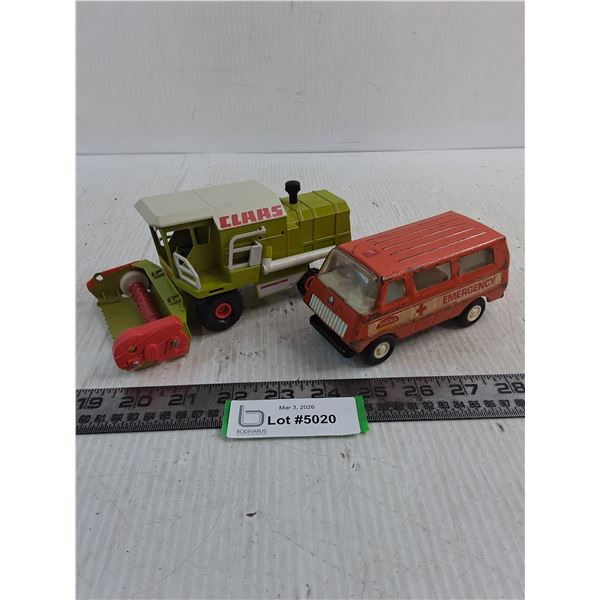 (2) Vintage Toys (Claas Combine & Tonka Ambulance)