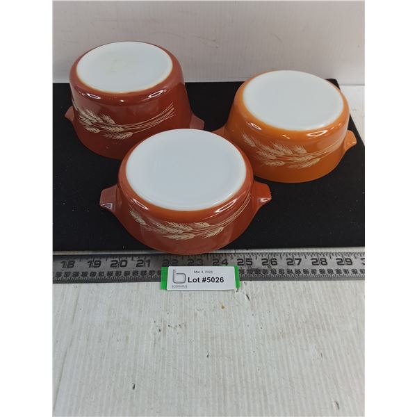 Set of 3 Pyrex "Autumn Harvest" Casserole Dishes (1L, 750ml, 500ml)