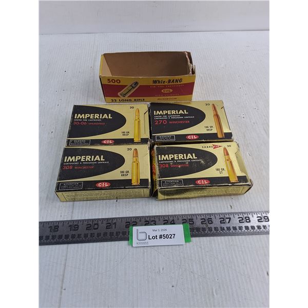 (5) Empty Imperial/Whiz-Bang Bullet Boxes