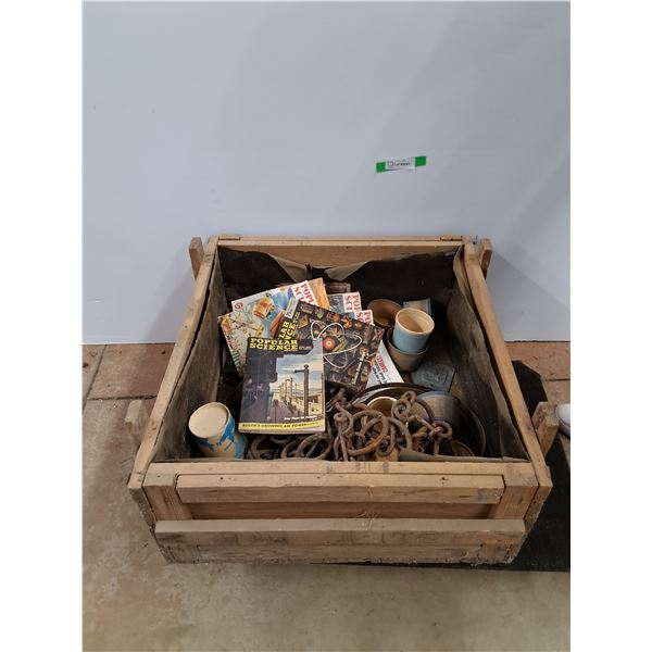 *Antique Wooden Box 25" x 11" x 10", Popular Mechanics Books, Misc - PICKUP ONLY