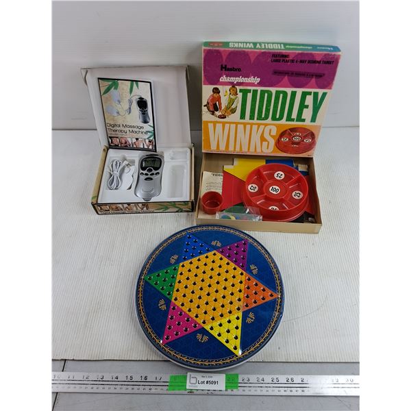 Chinese Checkers & Chess Set, Digital Massage Therapy Machine, Tiddley Winks Game - As Is