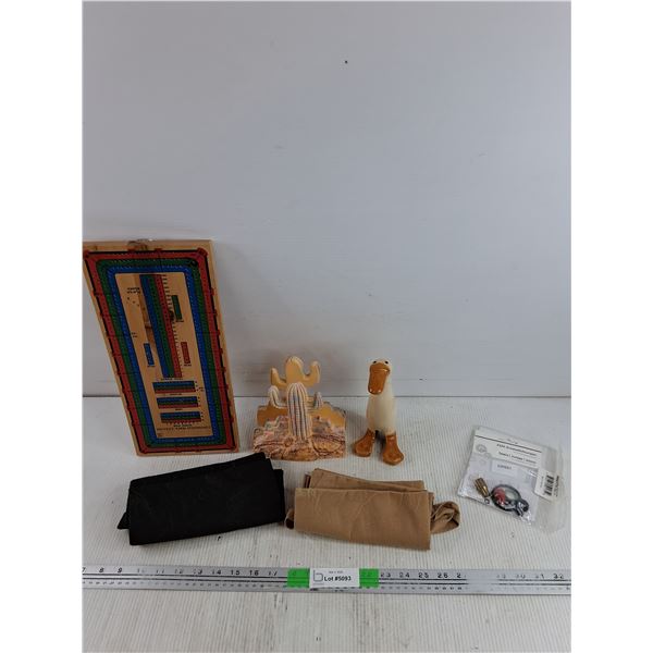 Cribbage Board, Ceramic Duck, Saguaro Cactus Napkin Holder, Reusable Bags, Seal Kit