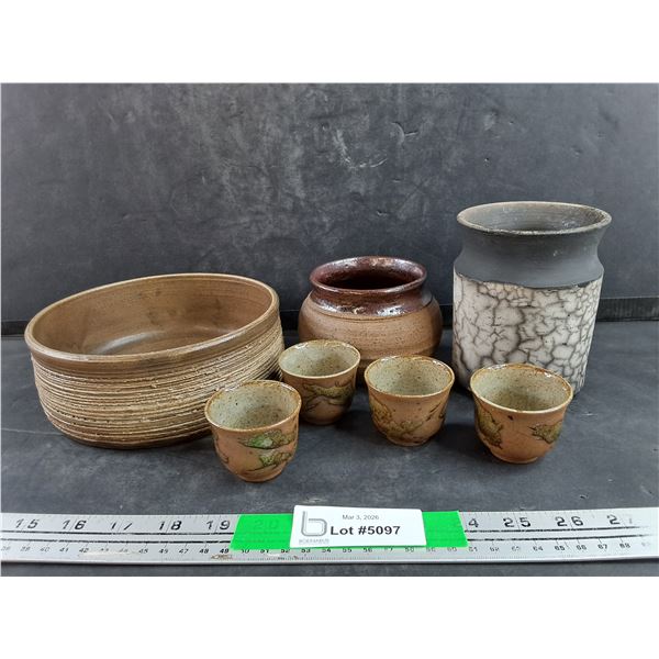 Handmade Raku Pottery & 7" Handmade Pottery Bowl